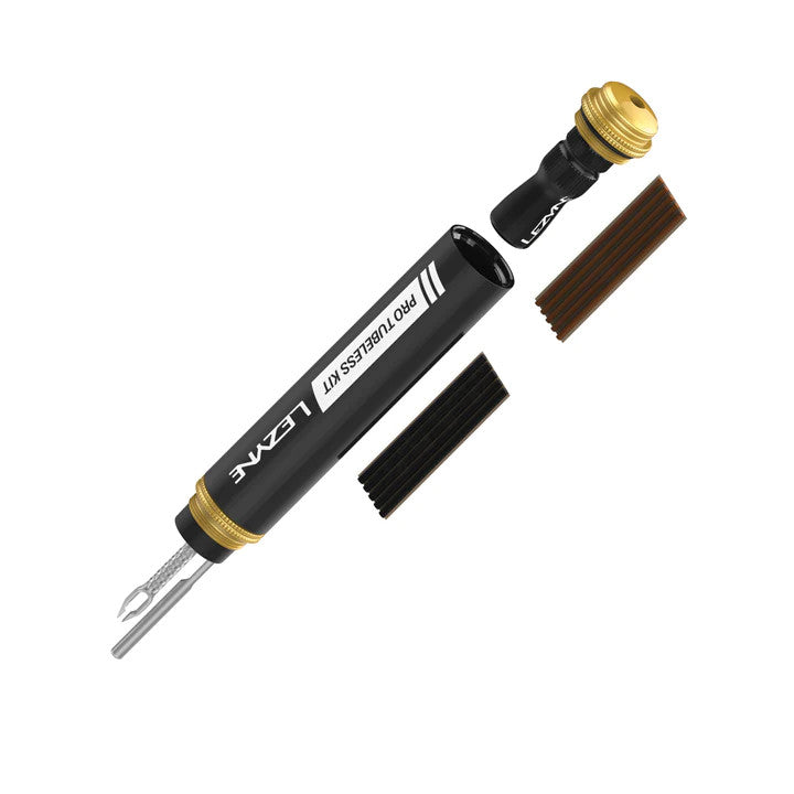 Lezyne Pro Tubeless Kit Includes Inserter Tool/ Plug Retention Tool /Stainless Steel Knife / Presta CO2 Inflator & Tyre Plugs