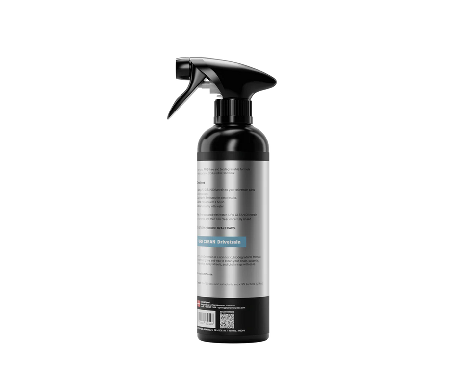 CeramicSpeed UFO Clean 500ml eco-friendly drivetrain chain cleaner in a spray bottle.