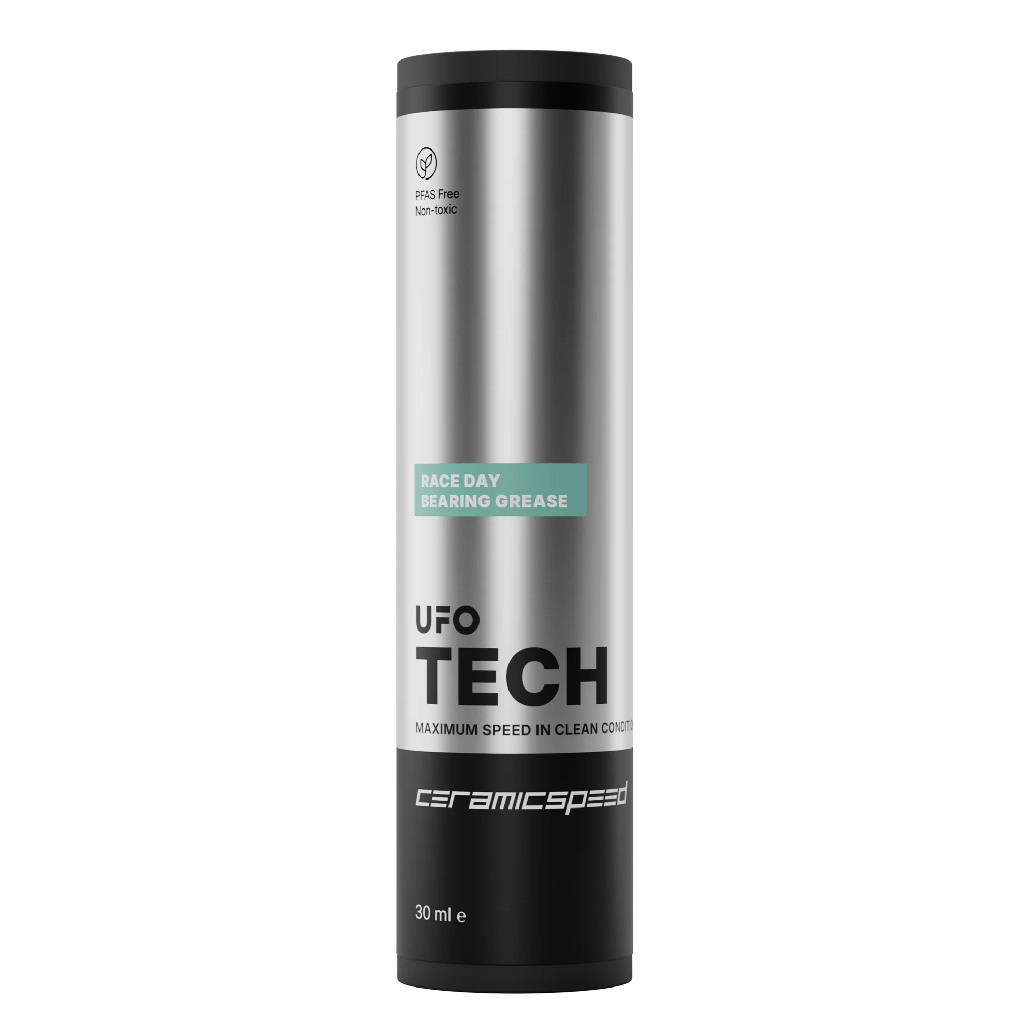CeramicSpeed UFO Race Day grease packaging 30ml with PFAS-free and non-toxic label.