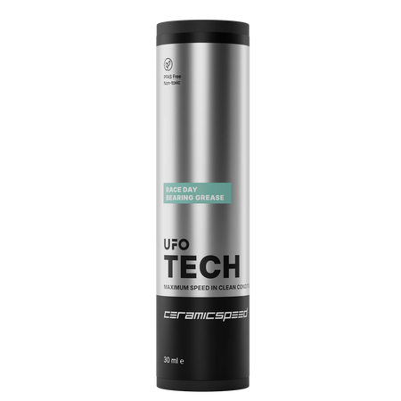 CeramicSpeed UFO Race Day grease packaging 30ml with PFAS-free and non-toxic label.