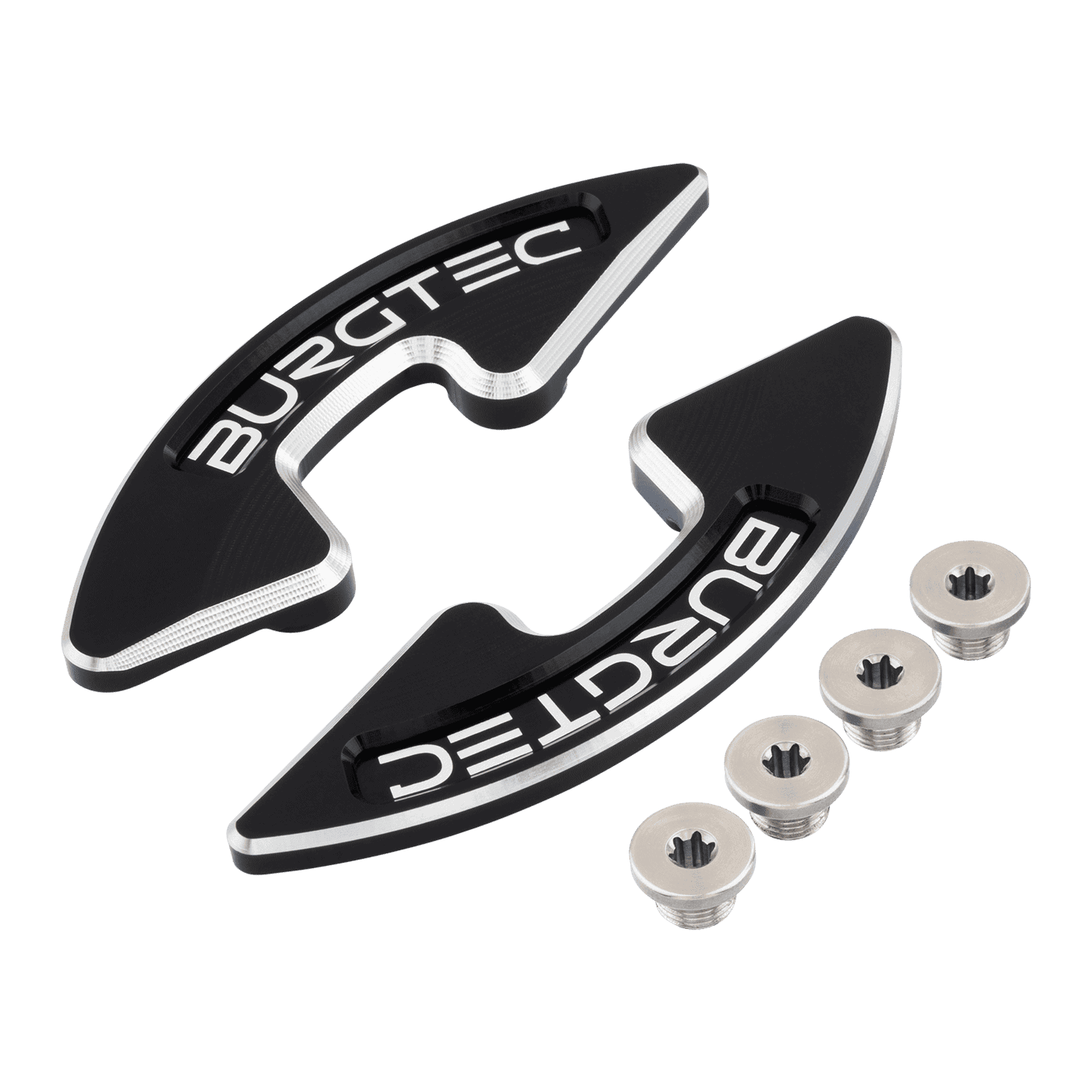Burgtec chainring bash guard for mountain biking with metallic bolts, designed for durability and protection on rugged terrains.