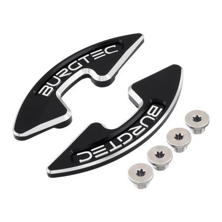 Burgtec chainring bash guard for mountain biking with metallic bolts, designed for durability and protection on rugged terrains.
