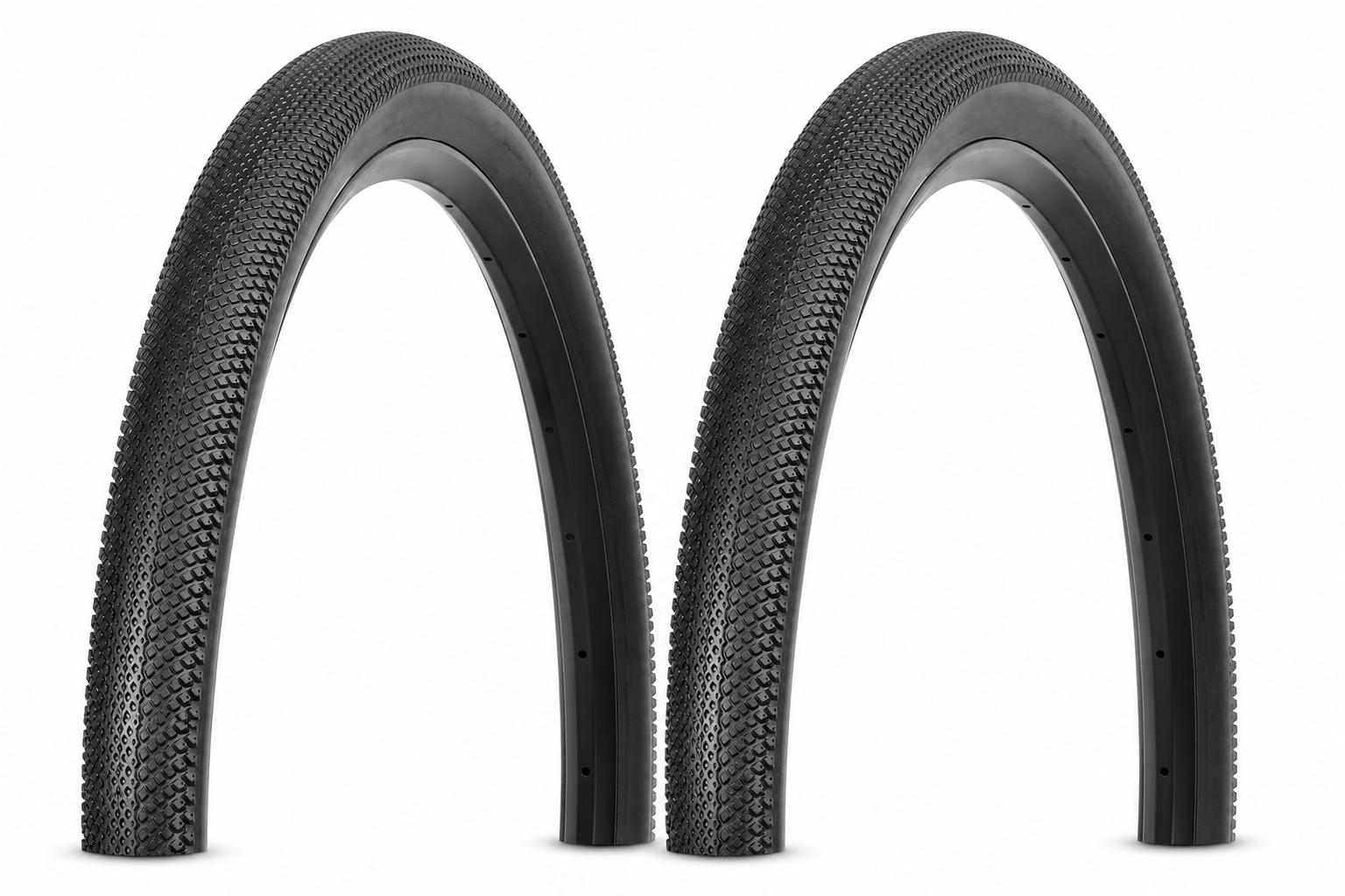 2x Nutrak Speedster gravel cyclocross tyres side view, showcasing durable tread design for optimal performance.