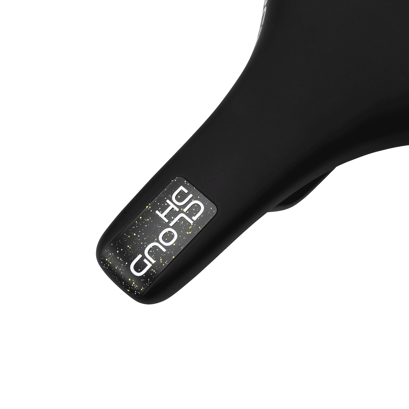 Burgtec The Cloud DH downhill mountain bike saddle top view showing sleek design and logo.