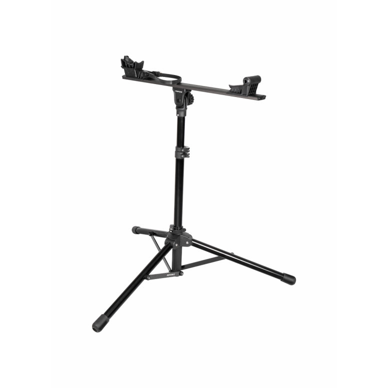 Topeak Prepstand X lightweight bike work stand featuring compact, foldable design and adjustable clamp for bike maintenance.