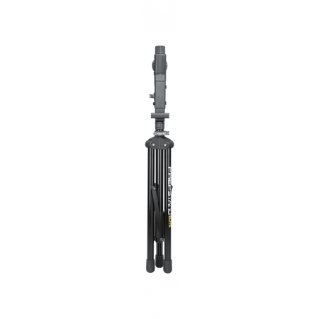 Topeak Elite bike repair stand in a folded position, showcasing the compact design and portability for bike maintenance.