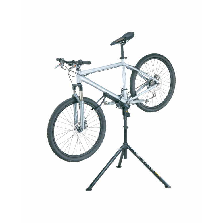 Topeak Prepstand Max bike work stand for home use holding a mountain bike in a secure position for repairs.