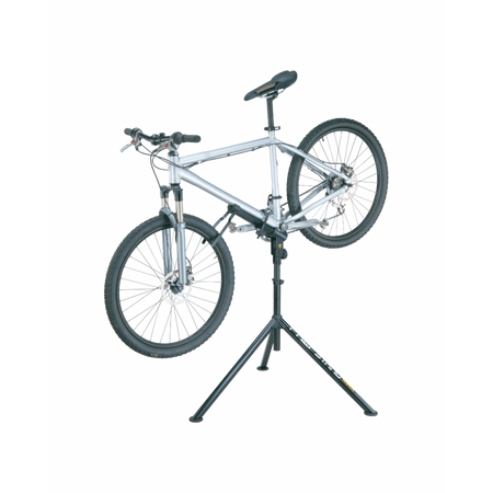 Topeak Prepstand Max bike work stand for home use holding a mountain bike in a secure position for repairs.