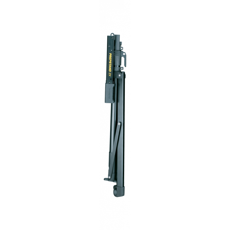 Topeak bike work stand in a folded position, showcasing its compact design and sturdy construction.