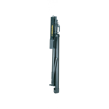 Topeak bike work stand in a folded position, showcasing its compact design and sturdy construction.