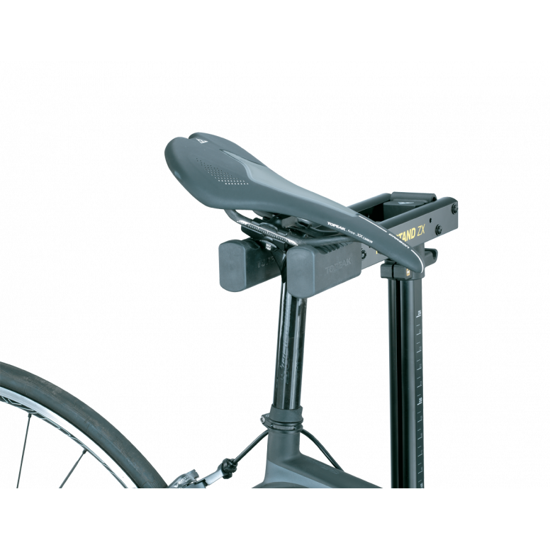 Topeak bike work stand with ergonomic design and no clamping for easy bike maintenance.