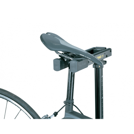 Topeak bike work stand with ergonomic design and no clamping for easy bike maintenance.