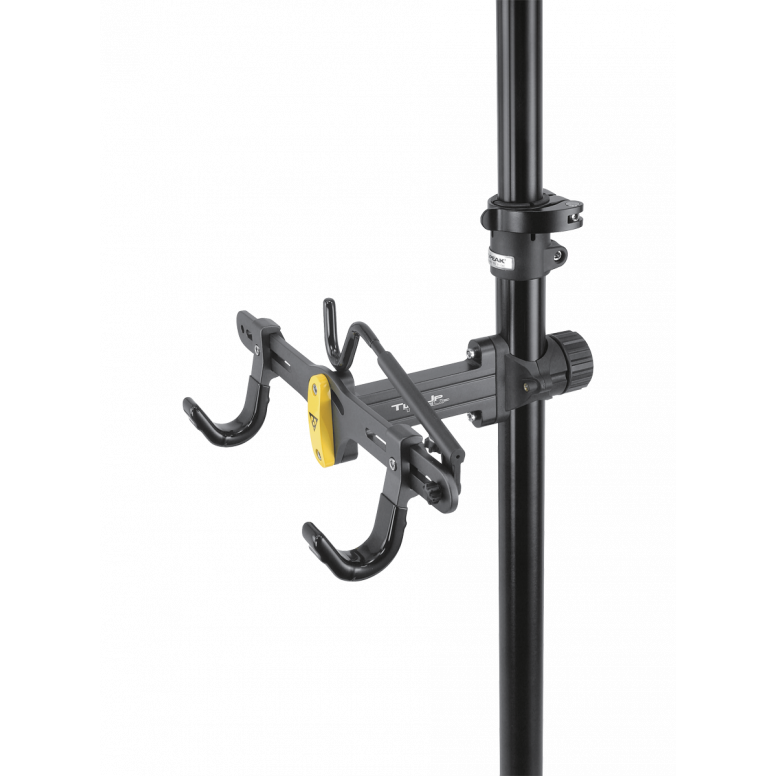Topeak Two Up Double Bike Stand mounting bracket for double bike storage stand, featuring adjustable hooks and sturdy base.
