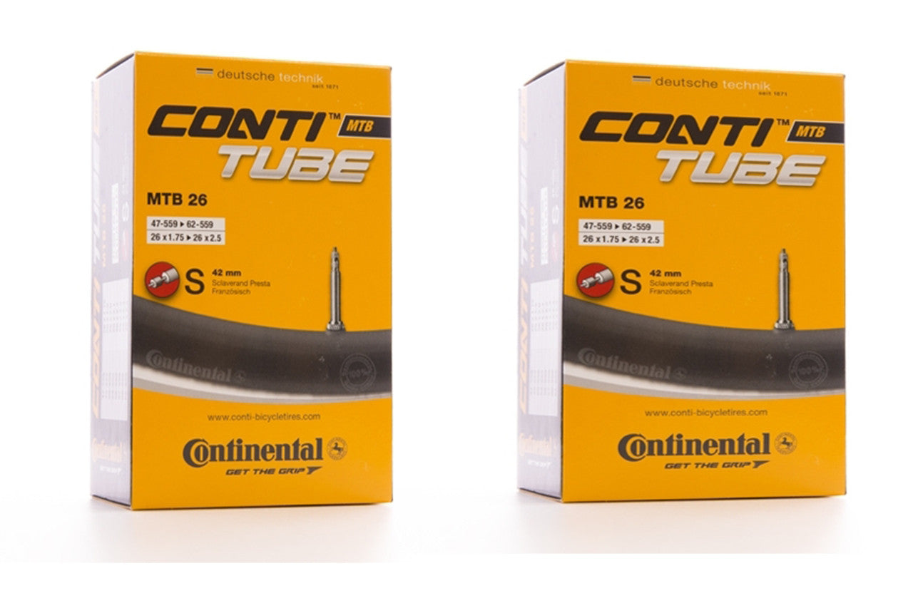2x Continental MTB 26 x 1.75/2.5 42mm Presta Tube