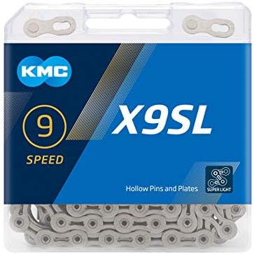 KMC X9SL Silver Super Light 9 Speed MTB Road 114 Link Bicycle Chain Sram / Campagnolo / Shimano Compatible