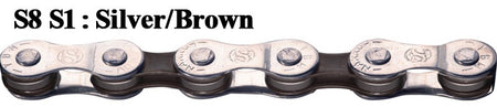 YBN S8 S 8 speed Road/MTB Chain In Silver/Brown With Missing Link