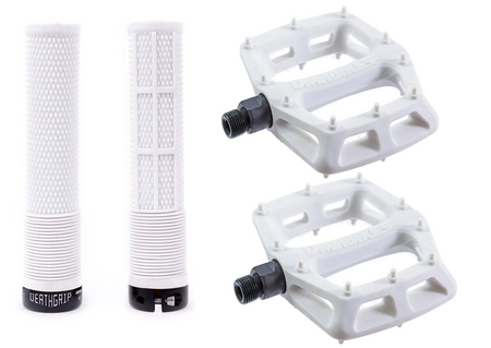 DMR MTB Downhill BMX V6 Platform Pedals And DMR Deathgrips Custom Bundle Set All Colours