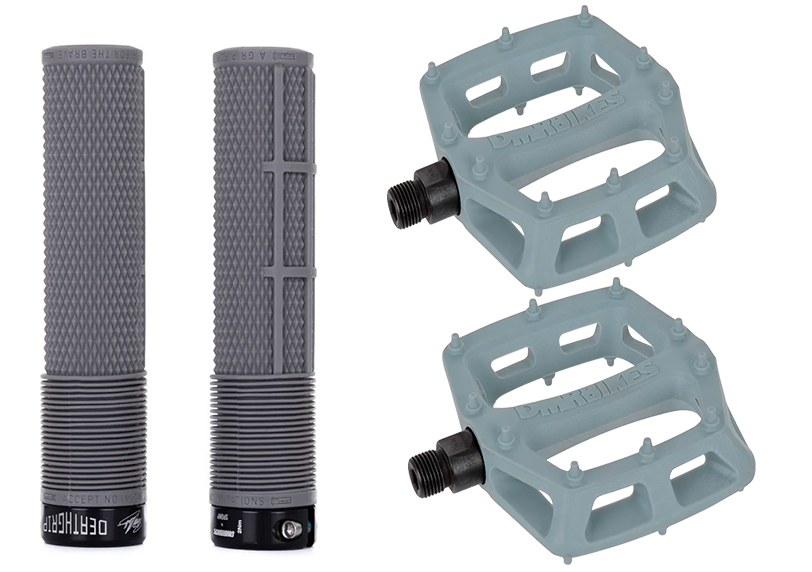 DMR MTB Downhill BMX V6 Platform Pedals And DMR Deathgrips Custom Bundle Set All Colours