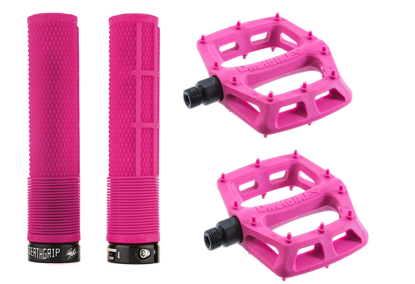 DMR MTB Downhill BMX V6 Platform Pedals And DMR Deathgrips Custom Bundle Set All Colours