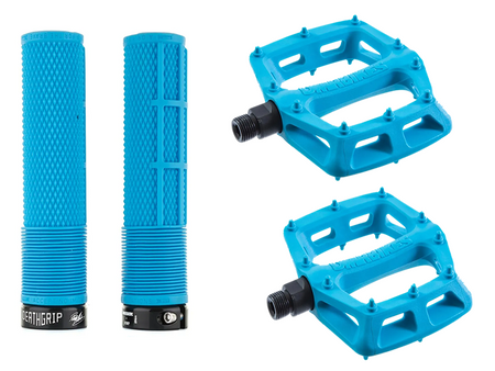 DMR MTB Downhill BMX V6 Platform Pedals And DMR Deathgrips Custom Bundle Set All Colours