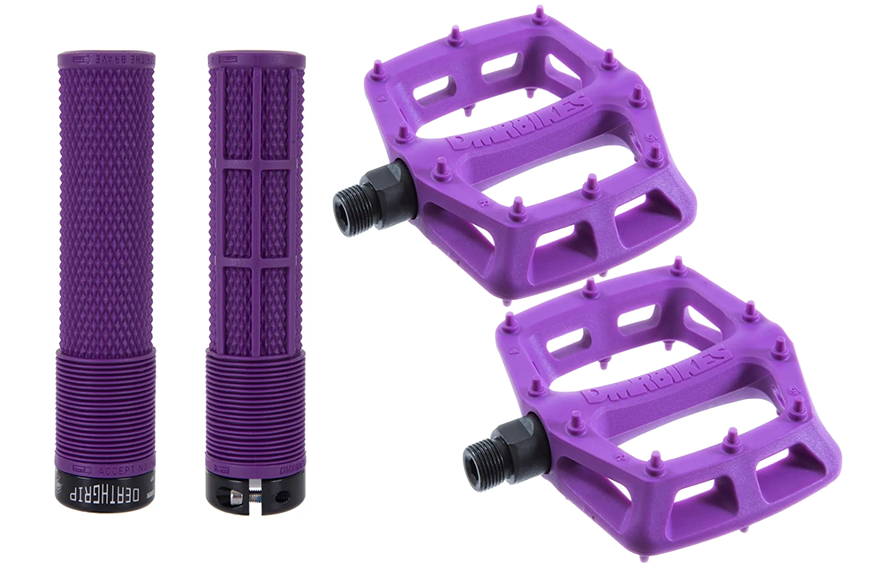 DMR MTB Downhill BMX V6 Platform Pedals And DMR Deathgrips Custom Bundle Set All Colours