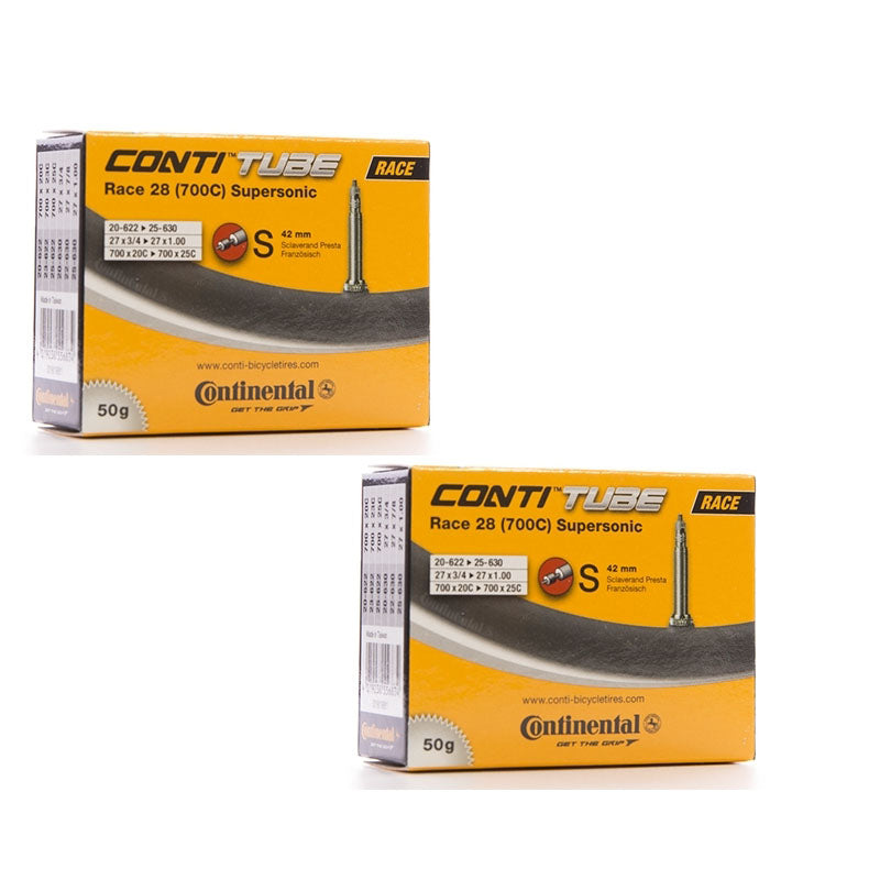 2x Continental Race 28 Supersonic Lightweight Bicycle Inner Tubes 700c
