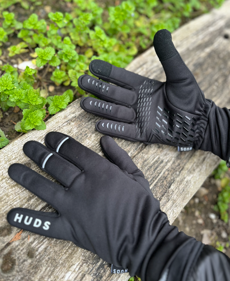 HUDS Water Resistant Cycling Winter Gloves In Black or Fluro Yellow