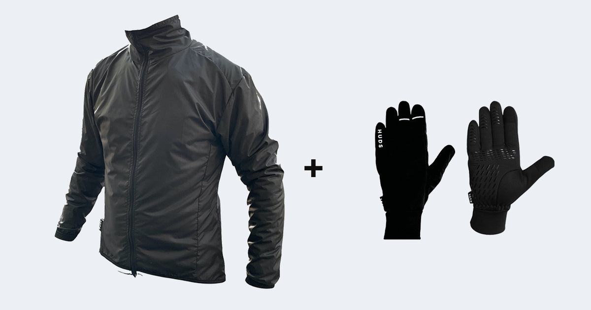 HUDS Winter Bundle Deal Packable Unisex Jacket & Water Resistant Gloves