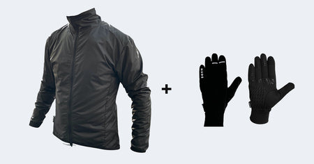 HUDS Winter Bundle Deal Packable Unisex Jacket & Water Resistant Gloves