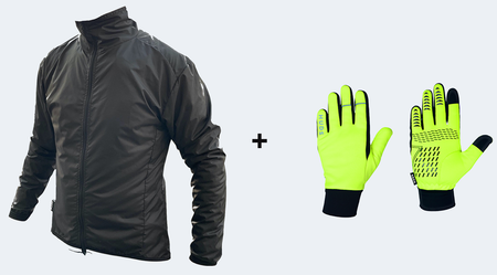 HUDS Winter Bundle Deal Packable Unisex Jacket & Water Resistant Gloves
