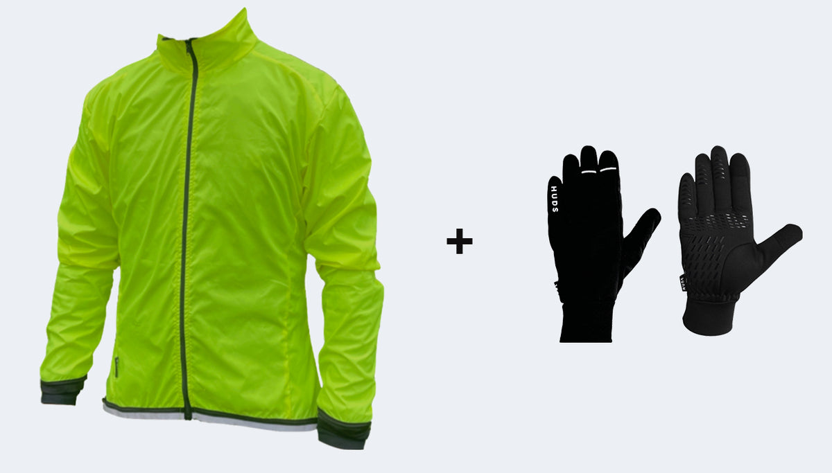 HUDS Winter Bundle Deal Packable Unisex Jacket & Water Resistant Gloves