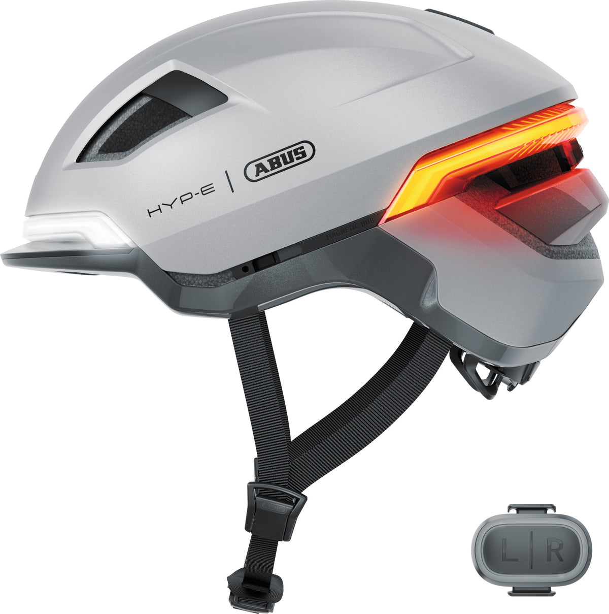 ABUS HYP-E Urban Commuting Helmet in Gleam Silver