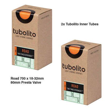 2x Tubolito Tubo 700C Road 700 x 18-32mm Presta Valve in Orange Inner Tubes