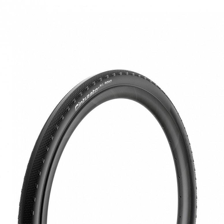 Pirelli Cinturato All Road TLR tubeless gravel tyre showcasing its design for smooth and fast riding.