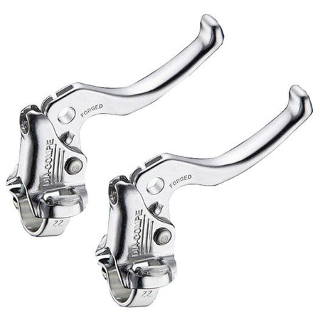 Dia-Compe MX122 old school BMX brake levers in silver, classic alloy design for fixie bikes.