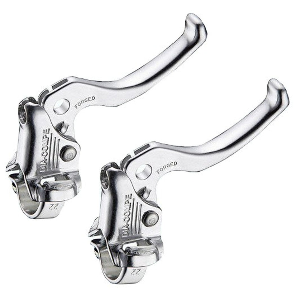 Dia-Compe MX122 old school BMX brake levers in silver, classic alloy design for fixie bikes.