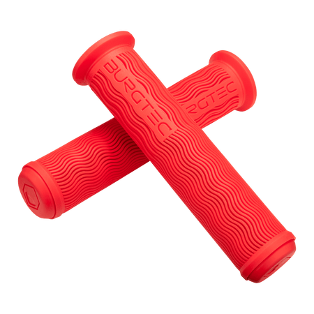 Burgtec Vero Sandler signature handlebar grips in vibrant red color, designed for optimal performance and comfort.
