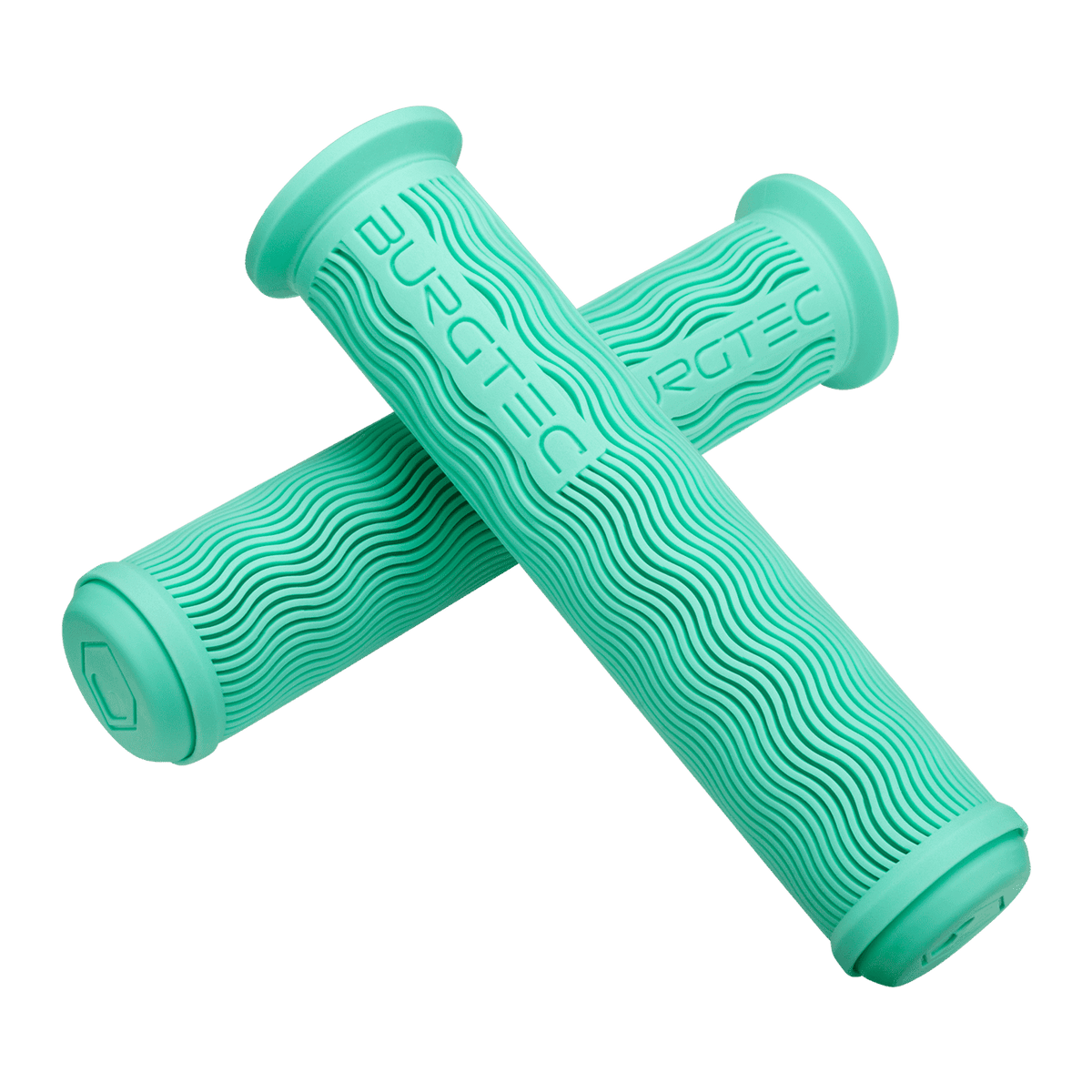 Burgtec Vero Sandler signature handlebar grips in teal color with textured design for improved grip and comfort.