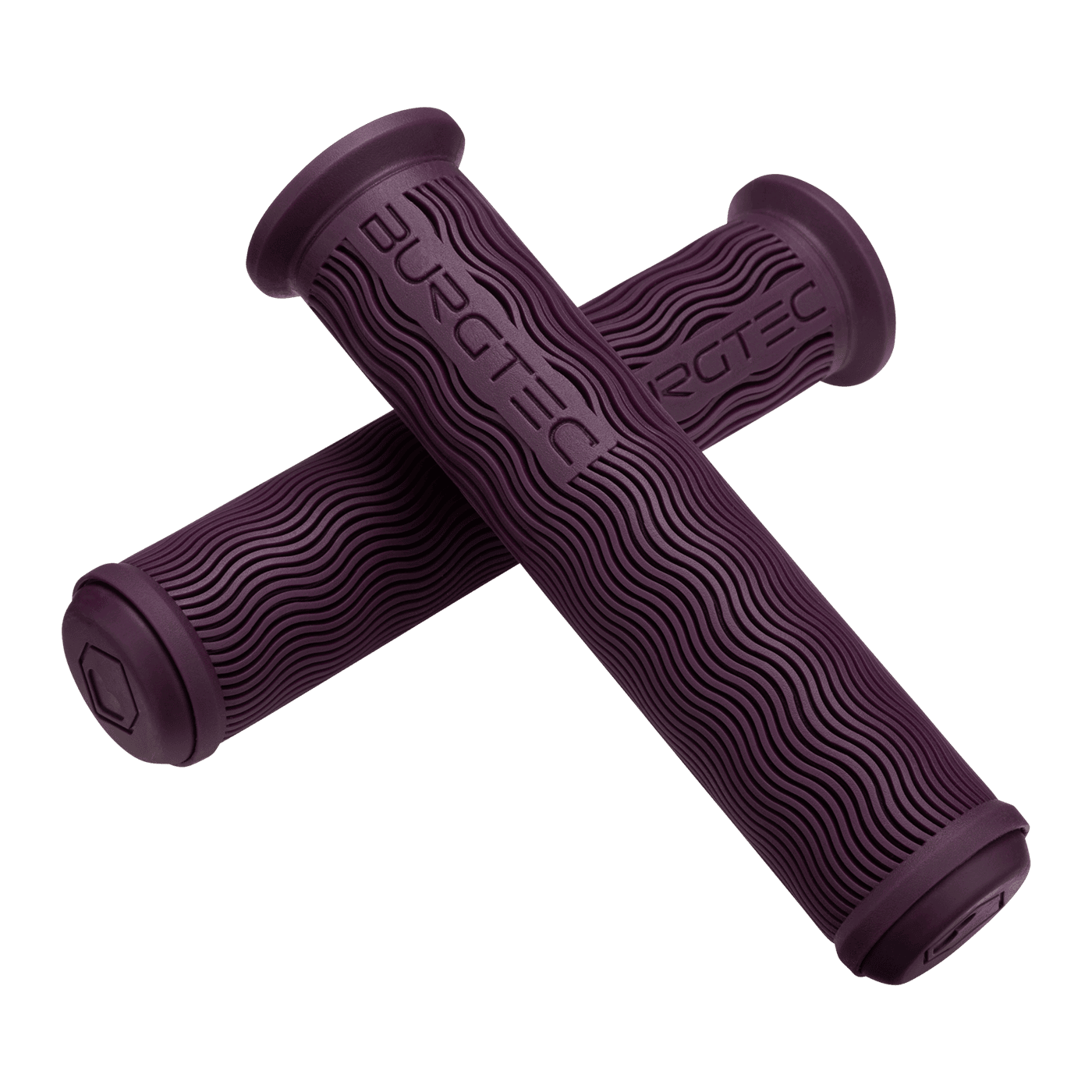 Burgtec Vero Sandler signature handlebar grips in purple, designed for ultimate control and comfort while riding.