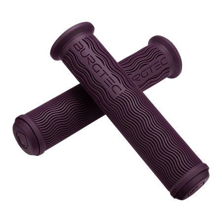Burgtec Vero Sandler signature handlebar grips in purple, designed for ultimate control and comfort while riding.