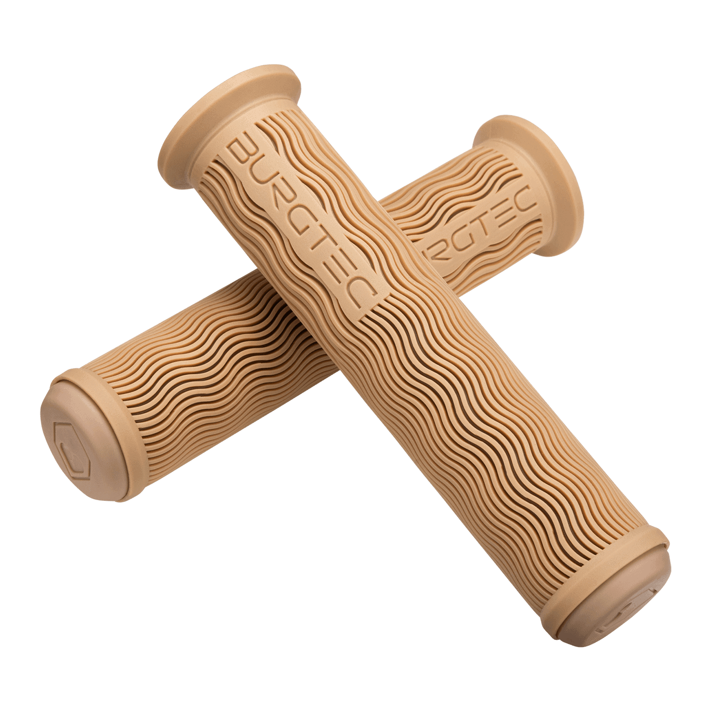 Burgtec Vero Sandler signature handlebar grips in tan color with textured design for superior grip and control.