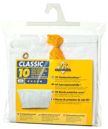 VK Classic Waterproof Single Bicycle Cover Inc. 5m Cord | White