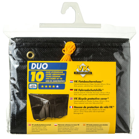 VK Duo Waterproof 2-Bike Bicycle Cover Inc. 5m Cord | Black