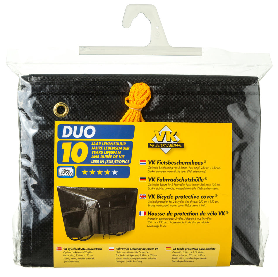 VK Duo Waterproof 2-Bike Bicycle Cover Inc. 5m Cord | Black