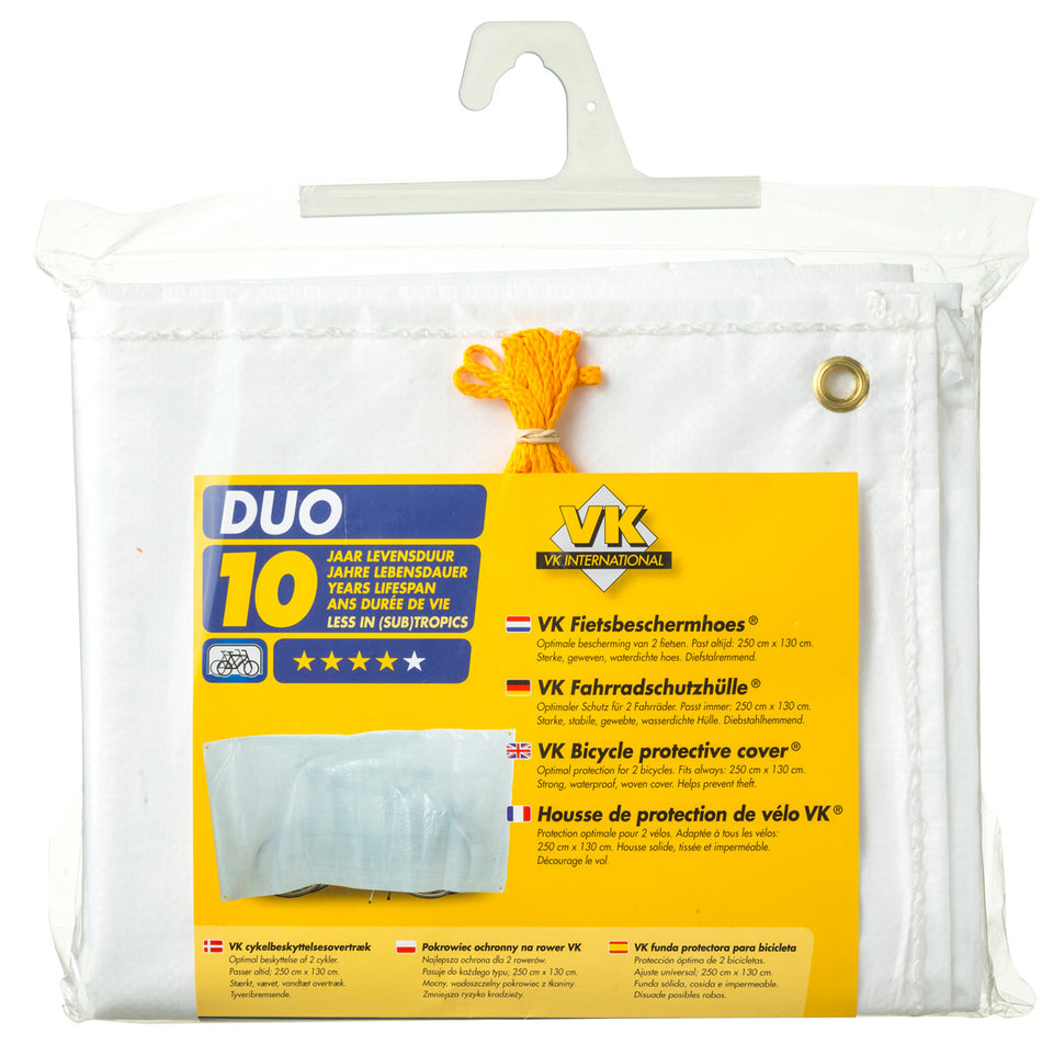 VK Duo Waterproof 2-Bike Bicycle Cover Inc. 5m Cord | White