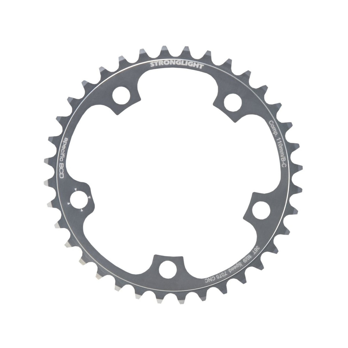 Stronglight Zicral 7075 9/10 Speed Chainring | 110mm BCD | Silver | All Sizes