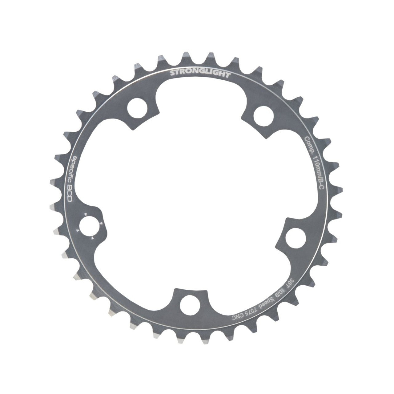Stronglight Zicral 7075 9/10 Speed Chainring | 110mm BCD | Silver | All Sizes