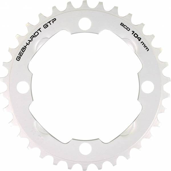 Gebhardt 3/32" 2mm Dural Chainring | 104BCD | Silver | 4-Arm | All Sizes