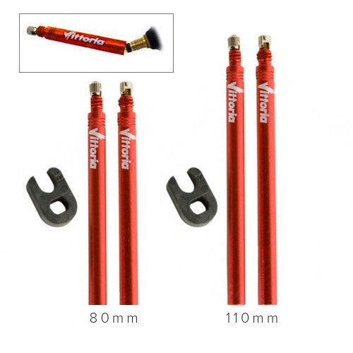 Vittoria Removable Valve Extension Pair & Key In Red All Sizes