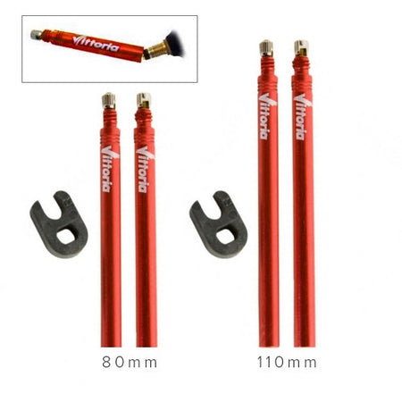 Vittoria Removable Valve Extension Pair & Key In Red All Sizes